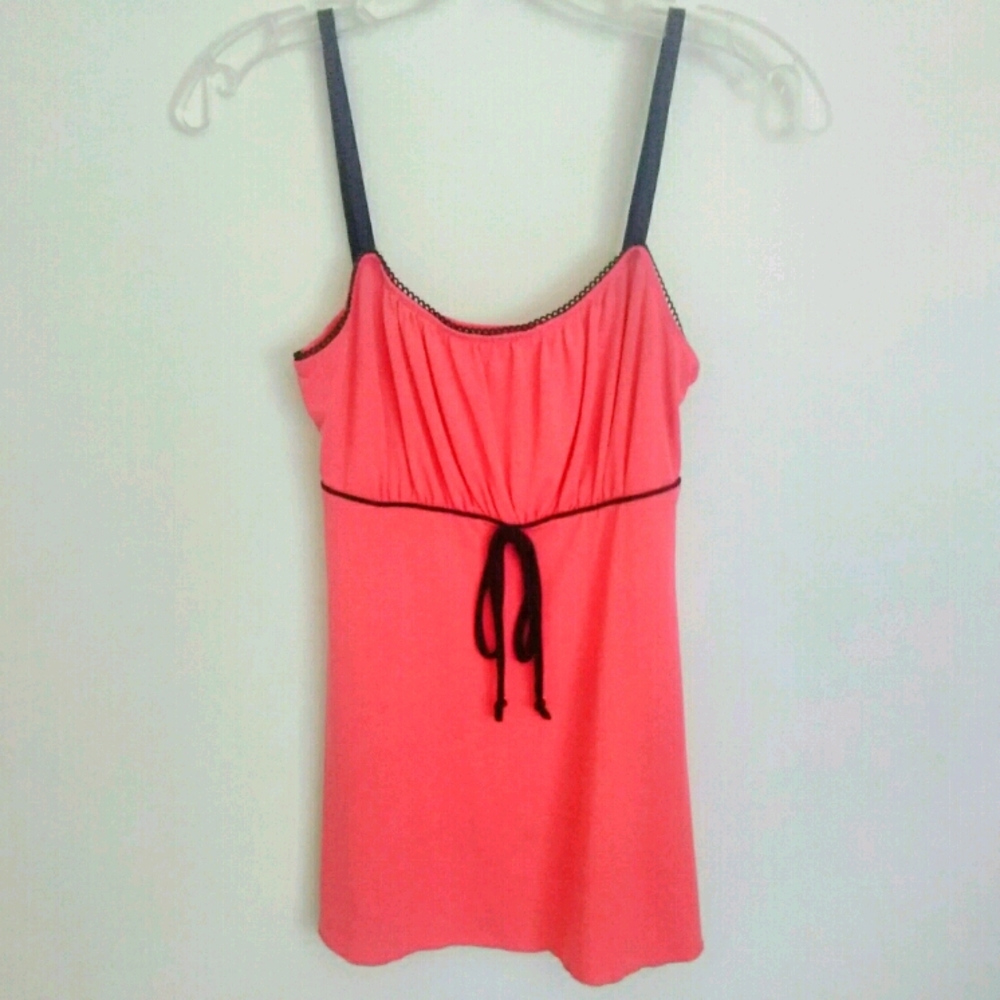 Salmon Spaghetti Strap Top Tie Front